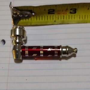 Red and Silver Metal smoking accessory bowl, chillum, p!p€